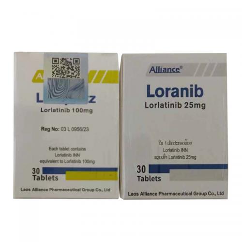 洛拉替尼片100mg/25mg*30片/盒 LORAPLATZ/LORANIB Lorlatinib